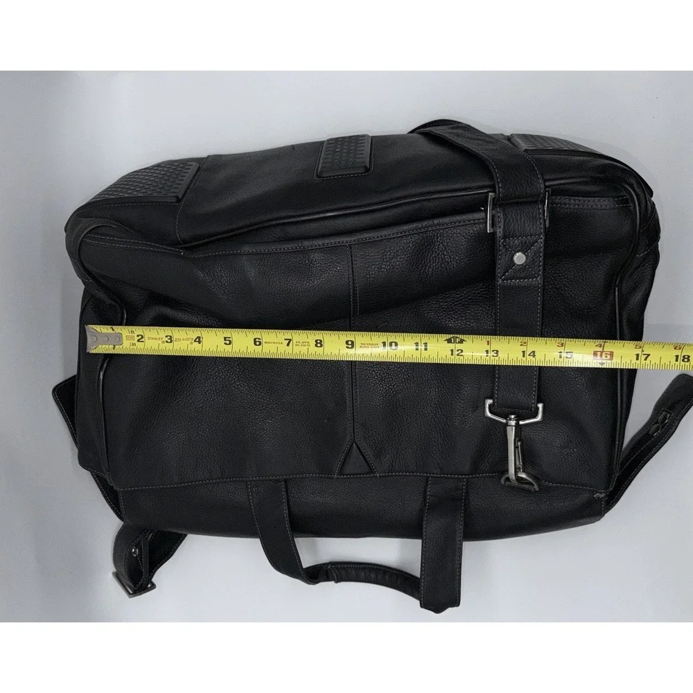 Johnston & Murphy J & M Black Pebbled Leather Briefcase Laptop‎ Messenger Bag